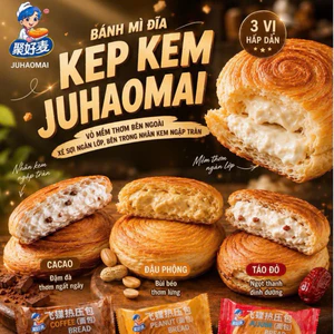 Bánh Mì Ngàn Lớp Bơ Sữa tròn kem 3 vị Socola/đậu phộng/táo đỏ