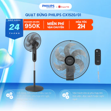 Quạt Đứng Philips CX1520/01 - Quạt Có Remote Điều Khiển Từ Xa, Ngăn Chứa Tinh Dầu, Chạy Êm
