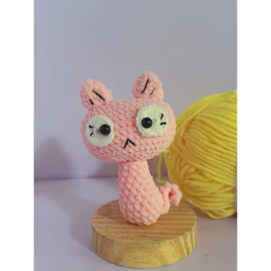 Móc khoá len nhung gấu Mèo ngố đầu to handmade ngộ nghĩ