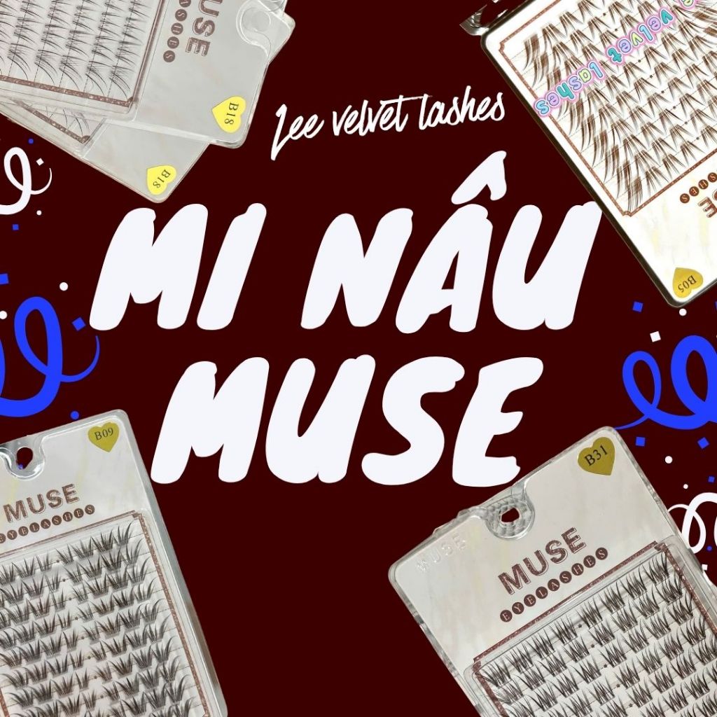LeeVelvetLashes mi muse mi nâu muse Full mã mi nâu Muse,sợi lông tự nhiên, siêu nhẹ, mềm mại