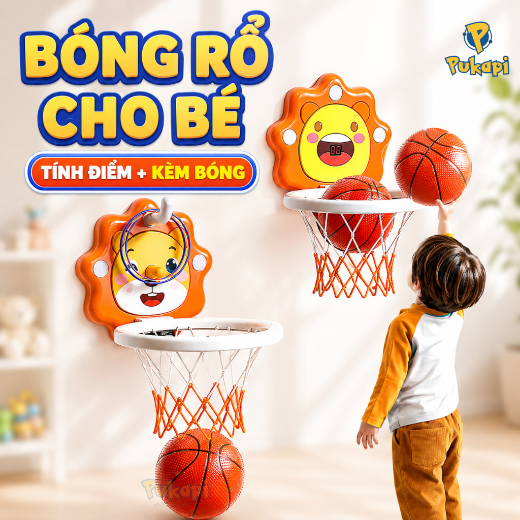 Đồ Chơi Bóng Rổ Hình Sư Tử Cho Bé Có Tích Điểm Tự Động Hình Sư Tử Đáng Yêu Trò Chơi Thể Thao - Đồ Chơi Cho Bé PUKAPI