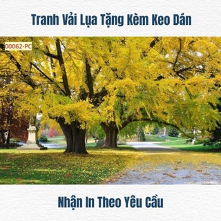 Tranh phong cảnh 3D dán tường phòng khách, phòng làm việc, nhà hàng; tranh in trên chất liệu vải lụa (tặng kèm keo dán)