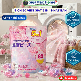 Bịch 50 Viên Giặt Xả 5IN1 Nhật Bản Lưu Hương Nước Hoa – Giặt Quần Áo Khử Khuẩn 99% | GigaMax Home