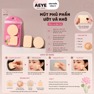 Bông Mút Trang Điểm AEYE Chính Hãng Siêu Mềm Dễ Tán Kem Nền Kèm Túi Đựng