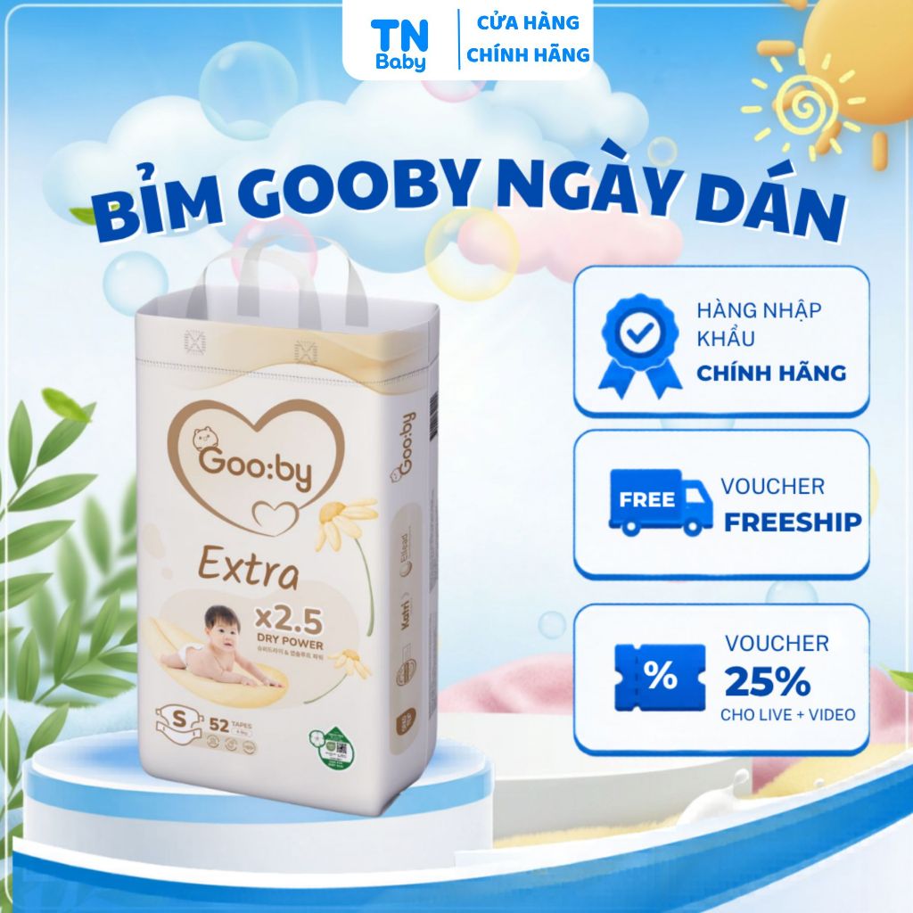 Tã Dán Bỉm Quần Gooby Extra Cao Cấp Hàn Quốc Chống Tràn Thấm Nhanh Smart Fit Đủ Size Cho Bé