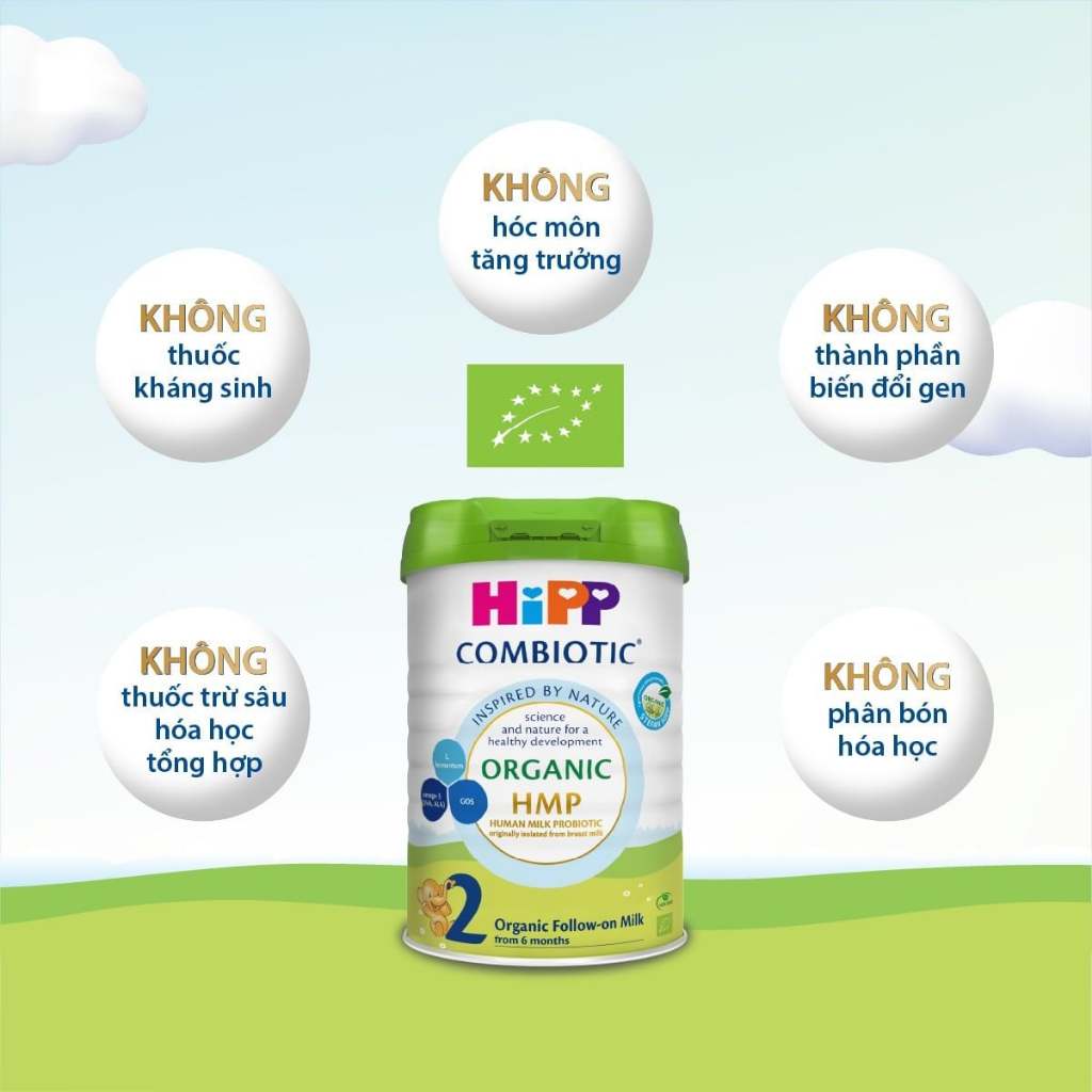 Combo 3 Sữa HiPP Organic Combiotic Nhập Khẩu Đủ Số 800g – Hữu Cơ EU Lợi Khuẩn HMO Tăng Đề Kháng Cho Bé
