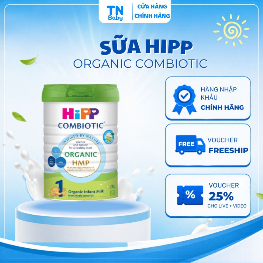 Sữa HiPP Organic Combiotic Nhập Khẩu Đủ Số 800g – Hữu Cơ EU Lợi Khuẩn HMO Tăng Đề Kháng Cho Bé