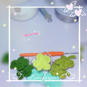 Combo 2 móc khóa cỏ 4 lá len handmade (hàng sẵn)_Len Moc An