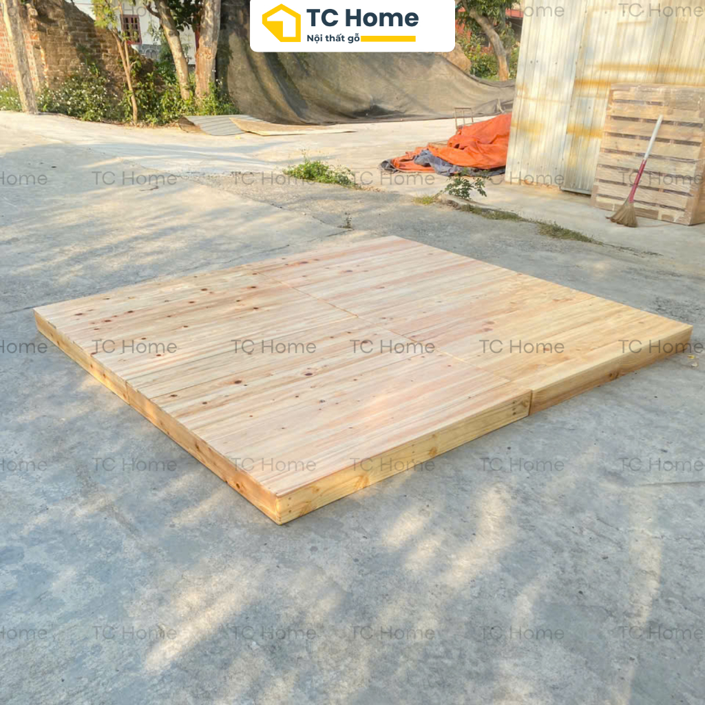 [Giá Xưởng] Giường Pallet đủ dòng Nan Thưa/Nan Kín Gỗ Thông Ốp Viền, Đủ Size Decor Phòng Trọ, Phòng Ngủ TC Home