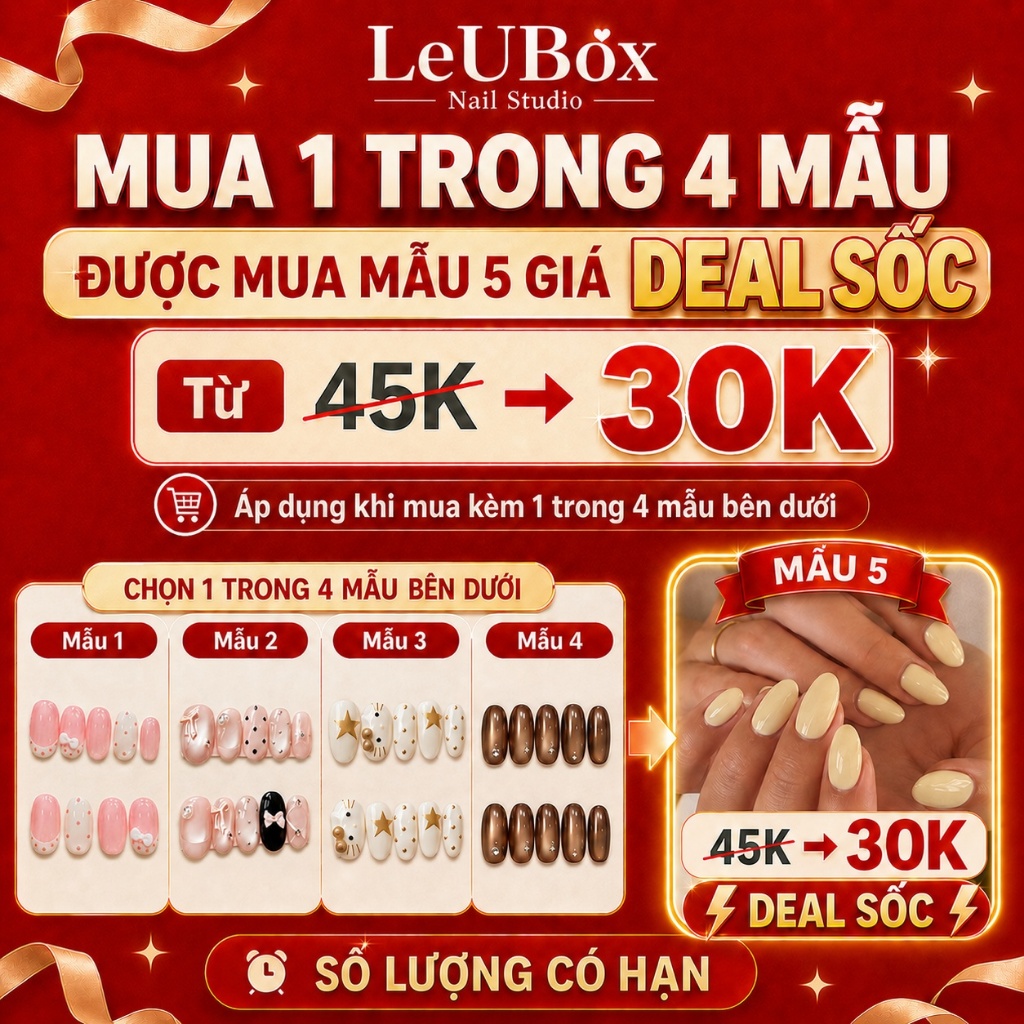 [V04] Móng giả tự dán, Nail box hàn quốc tự thiết kế phong cách nhẹ nhàng sử dụng hàng ngày LEUBOX