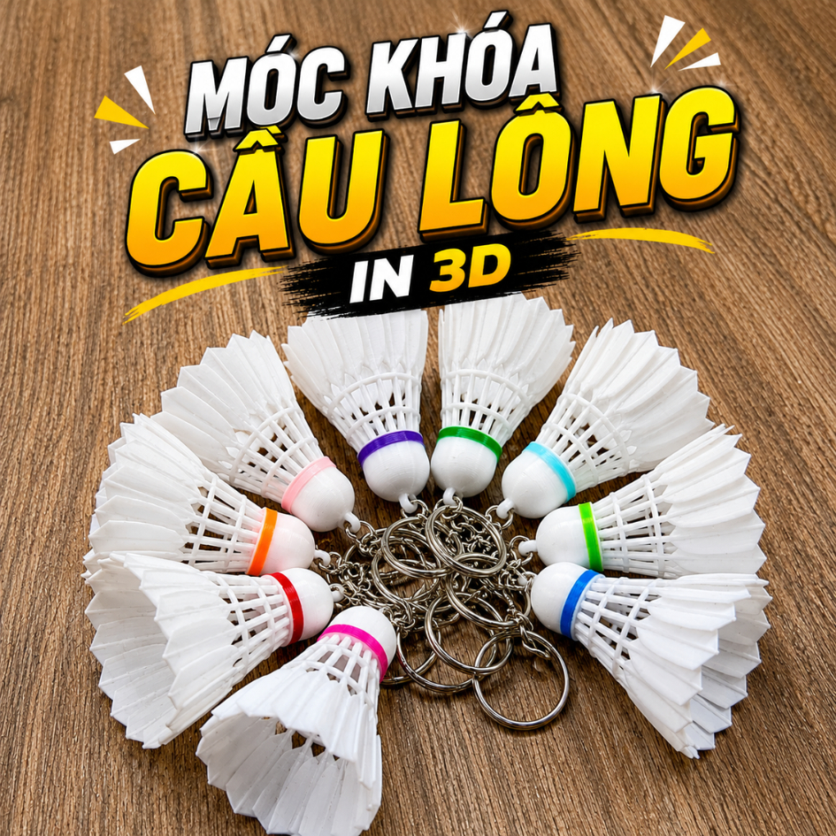 Móc Khóa Quả Cầu Lông In 3D | Phụ Kiện Treo Balo, Túi Xách, Chìa Khóa Dành Cho Fan Cầu Lông