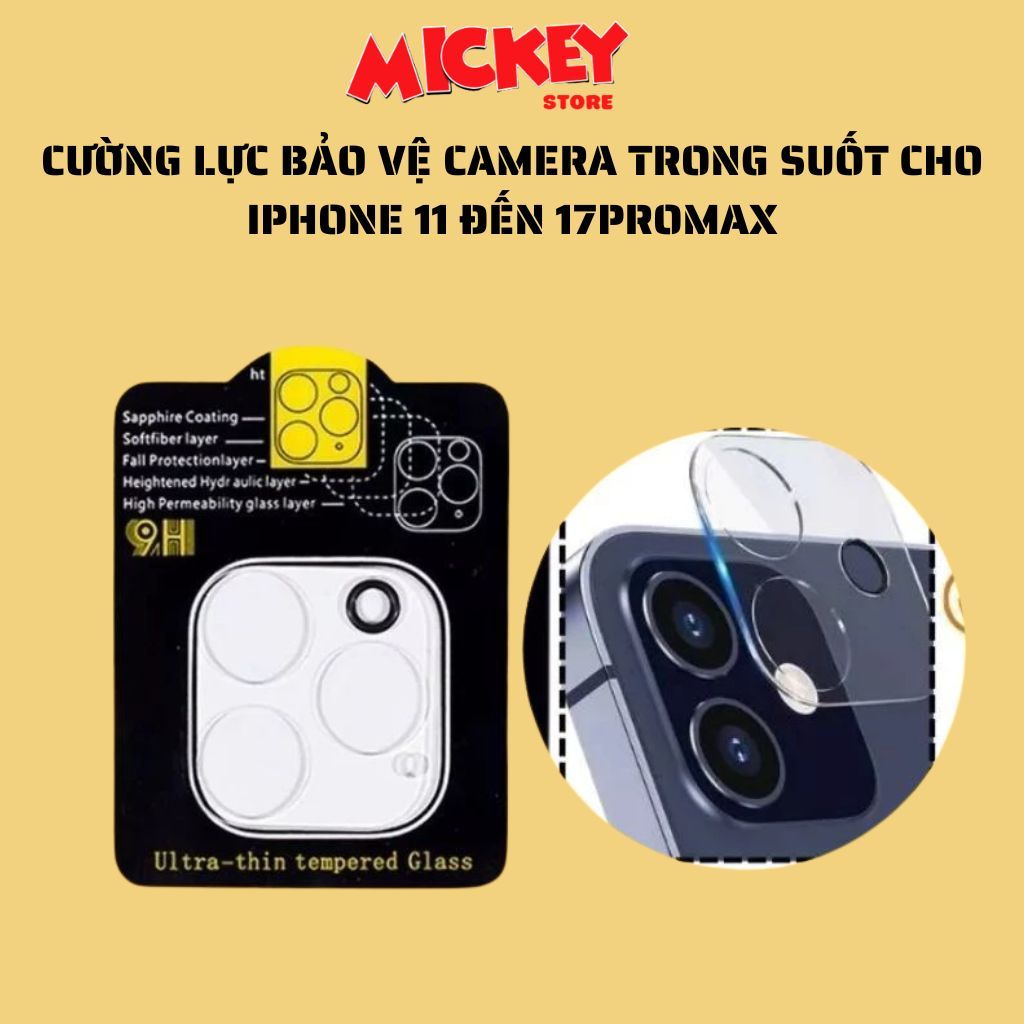Cường lực bảo vệ camera trong suốt IPhone 17Promax/Pro/Air 11 12 13 14 15 16Promax