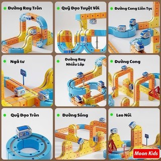 Bộ Xếp Hình Khối Nam Châm Đường Ray Tàu Cao Tốc, Đồ chơi STEM 3D, Khối sáng tạo