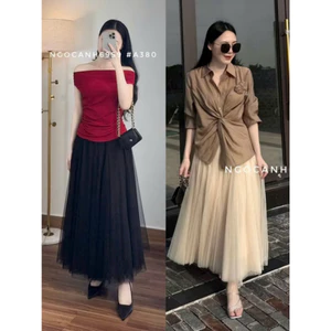 𝐧𝐠𝐨𝐜𝐚𝐧𝐡𝟔𝟗𝟓𝟗 SALE CV1018 Chân Váy ren dáng dài 85 cm xoè lưới 3 lớp Quảng Châu phong cách tiểu thư Hàn Quốc