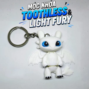Móc Khóa In 3D Rồng Toothless - Light Fury Đáng Yêu - Rồng Răng Sún Siêu Cute Phụ Kiện Treo Túi Balo