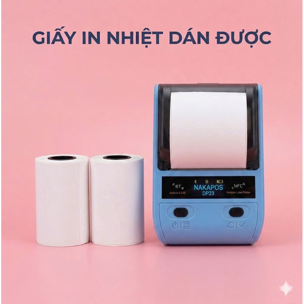 [COMBO 20 CUÔN] Giấy in nhiệt dán được in bill Bluetooth con mèo ...máy in cầm tay có sẵn keo [20 cuộn LIÊN TỤC MINI]
