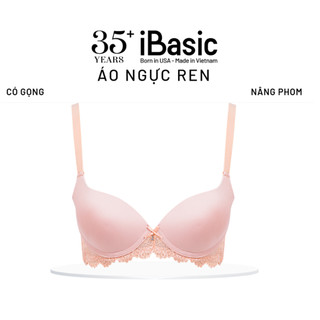 Áo ngực nữ iBasic có gọng mút mỏng cúp trơn phối thân ren BRAW136
