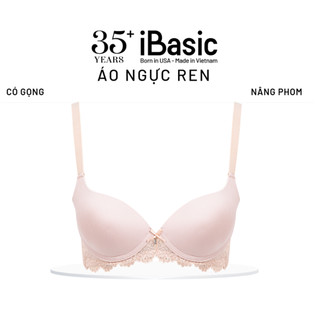 Áo ngực nữ iBasic có gọng mút mỏng cúp trơn phối thân ren BRAW136