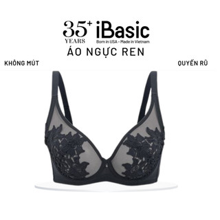 Áo ngực có gọng iBasic không mút ren lưới thêu hoa cup 3/4 T-shirt BRAW166