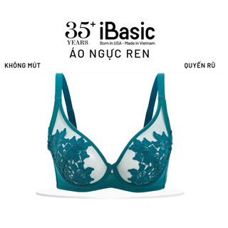 Áo ngực có gọng iBasic không mút ren lưới thêu hoa cup 3/4 T-shirt BRAW166