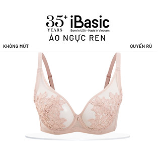 Áo ngực có gọng iBasic không mút ren lưới thêu hoa cup 3/4 T-shirt BRAW166