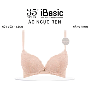 Áo ngực nữ ren iBasic có gọng mút mỏng họa tiết ren logo BRAW181