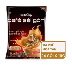 Cà Phê Hòa Tan Wake-Up Café Sài Gòn 3in1 (Bịch 24 Gói x 19g) - Đậm Vị Sữa Thơm Cà Phê
