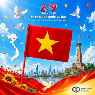 CỜ ĐỎ SAO VÀNG - CỜ TỔ QUỐC - CỜ NƯỚC CẦM TAY [CÁN NHỰA ĐỎ]