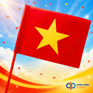 CỜ ĐỎ SAO VÀNG - CỜ TỔ QUỐC - CỜ NƯỚC CẦM TAY [CÁN NHỰA ĐỎ]