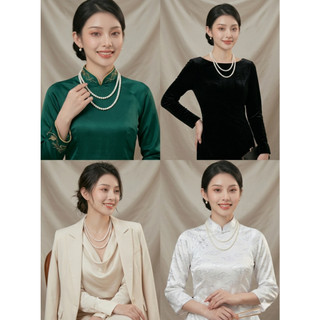 [N802] Dây Chuyền Ngọc Trai Nhân Tạo Mang Áo Dài 8li, Vòng Cổ 2 Sợi Đính Ngọc Trai Nhân Tạo Sang Trọng - DAISYN