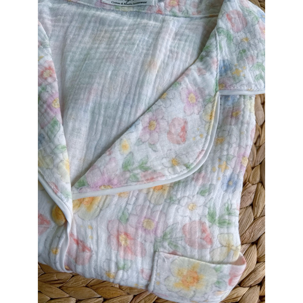 [Nắng.room] bộ pijama mặc nhà ngắn tay quần đùi chất liệu xô muslin 2 lớp Hàn Quốc thoáng mát cao cấp Hàn quốc cho nữ