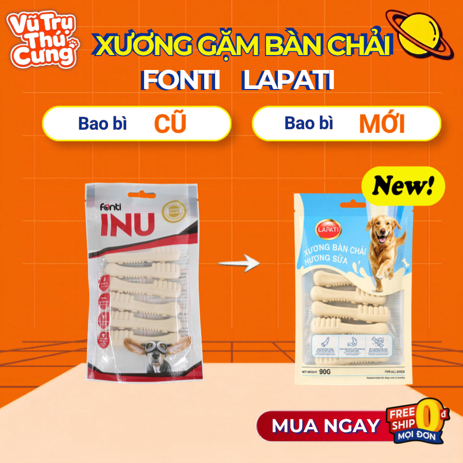 Snack Xương Gặm Fonti Inu Hình Bàn Chải Bổ Sung Canxi Và Giúp Sạch Răng Cho Chó