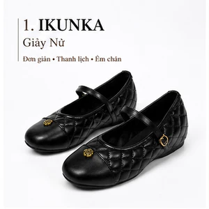 IKUNKA Giày Mary Jane Đế Bệt Chần Ô, Giày Búp Bê Nữ Đi Chơi, Sandal Công Sở Style Hàn Quốc