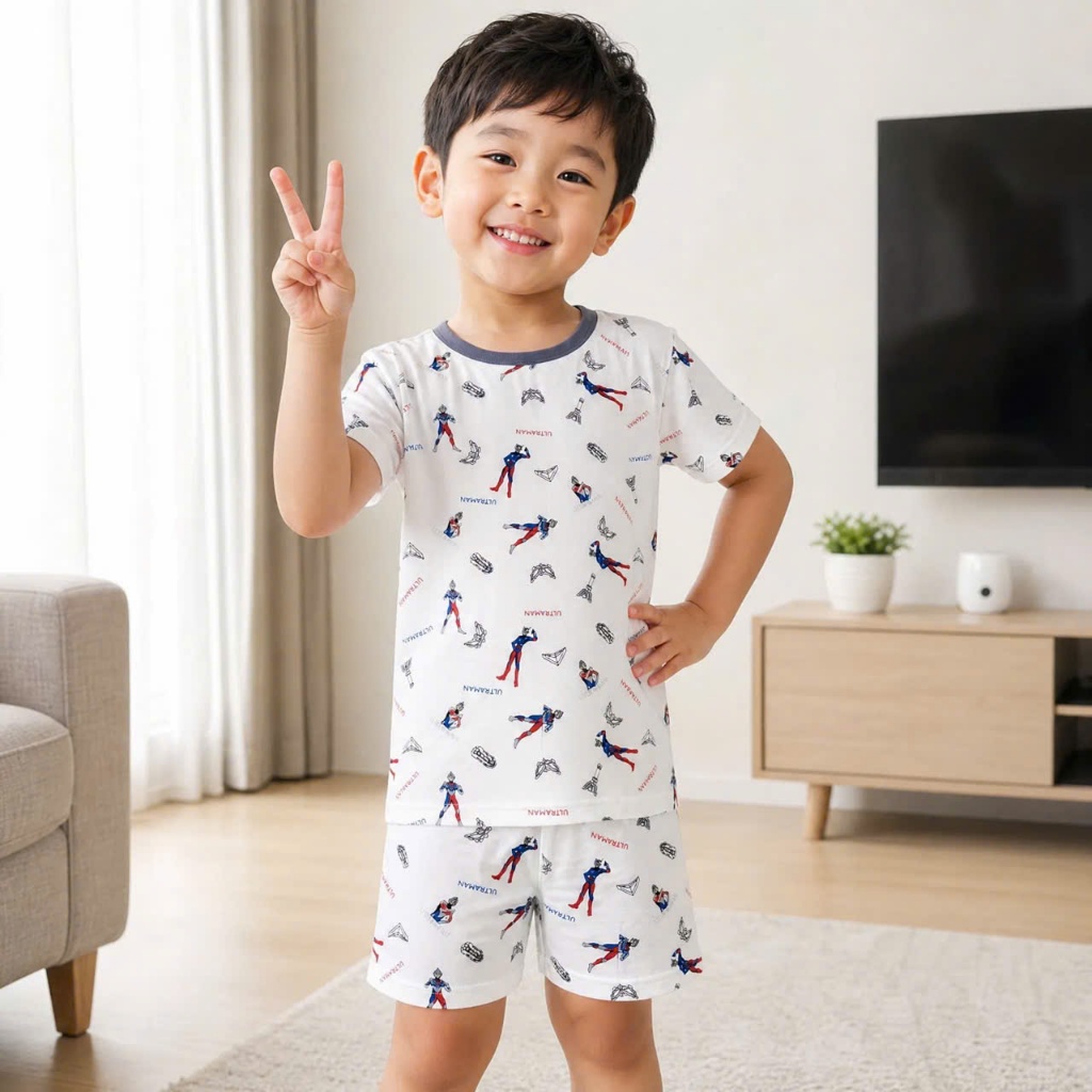 Bộ Thun Lạnh Bé Trai Tệu Kids - Bộ Cộc Tay Mềm Mát Co Giãn Thoải Mái Mặc Nhà Mùa Hè Cho Bé 15 - 21kg