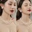 N842 chuỗi hạt ngọc trai vòng cổ cưới 2 sợi hạt 6li dây chuyền ngọc trai nhân tạo xinh xắn cho nữ