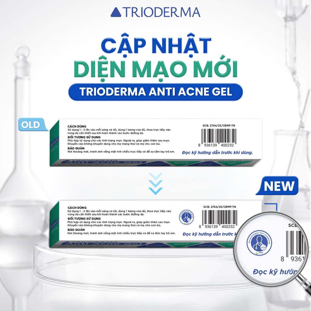 Combo 2 kem chấm mụn Trioderma Anti Acne Gel mờ thâm giảm mụn, làm dịu da 15g