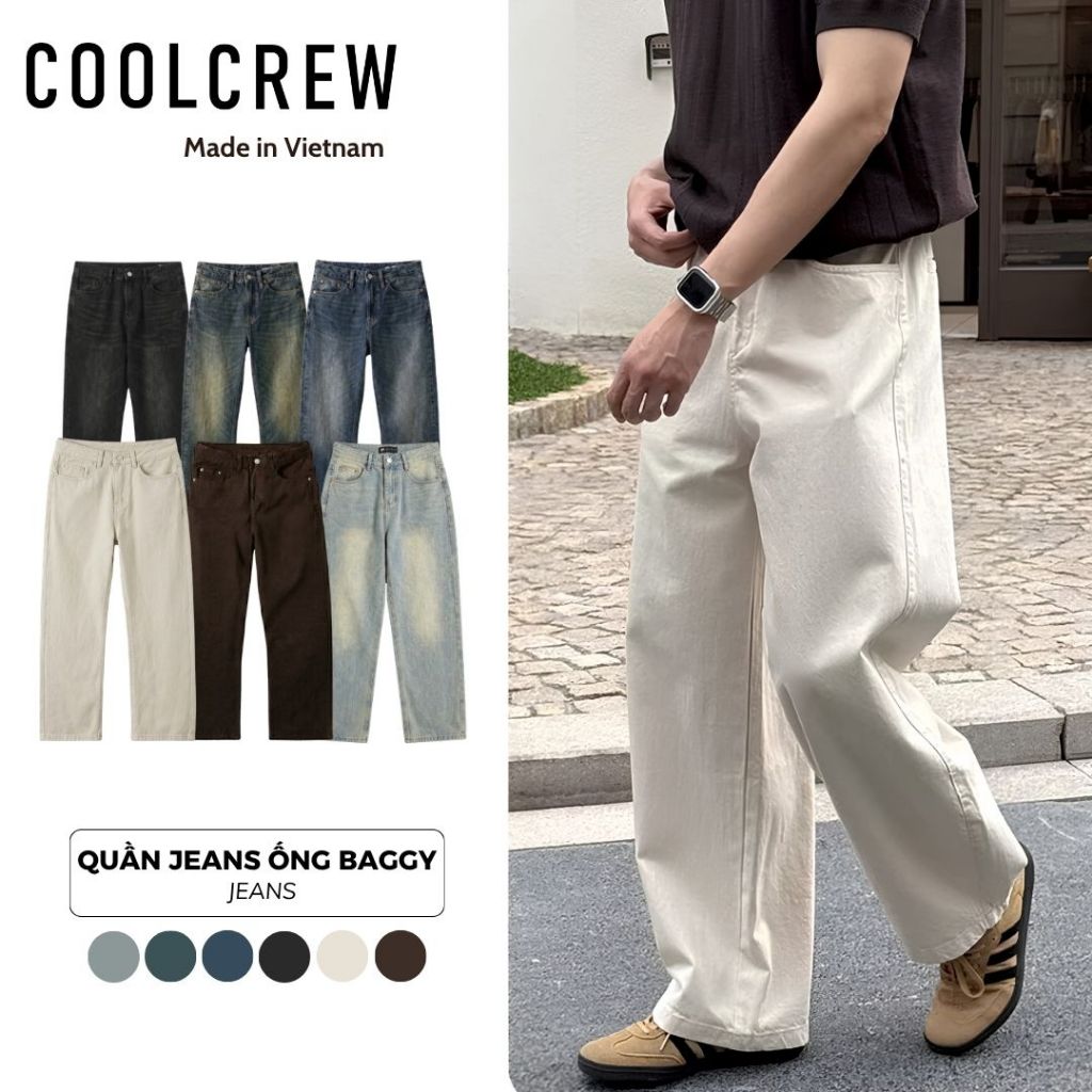 Quần Jeans Ống Baggy 𝐂𝐎𝐎𝐋𝐂𝐑𝐄𝐖 Unisex Nam Nữ Phong Cách Thời Trang Hàn Quốc QED127 | BigBuy360 - bigbuy360.vn