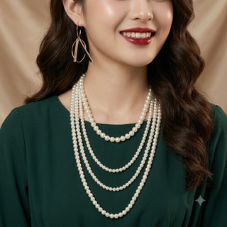 [ DAISYN ] N646 dây chuyền áo dài , dây chuyền áo tấc, vòng cổ cưới 4 sợi ngọc trai nhân tạo 6-8-10mm sang trọng