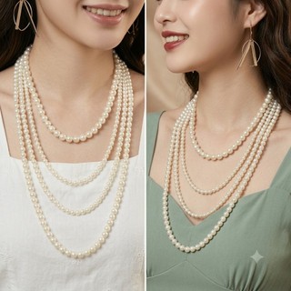 [ DAISYN ] N646 dây chuyền áo dài , dây chuyền áo tấc, vòng cổ cưới 4 sợi ngọc trai nhân tạo 6-8-10mm sang trọng