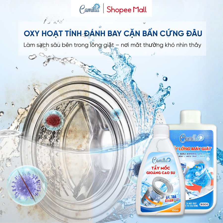 Combo Tẩy Lồng Máy Giặt & Tẩy Mốc Gioăng Cao Su Máy Giặt Cao Cấp CAMILLA | 300Gr & 100Gr