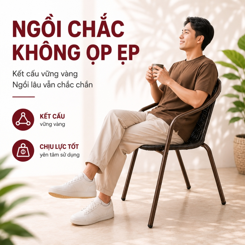WTHB Outdoor Ghế giả mây đan có tay vịn ghế tựa mây cafe ban công sân vườn bền đẹp