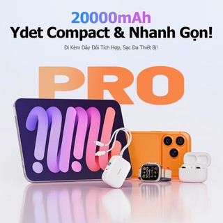 Handin Pin Sạc Dự Phòng Mini 20000mAh 35W/22.5W Tích Hợp Cáp Type-C + Đầu L Màn Hình LED Chứng Nhận CCC Bảo Hành 24 Thán