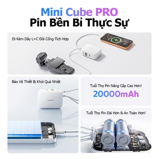 Handin Pin Sạc Dự Phòng Mini 20000mAh 35W/22.5W Tích Hợp Cáp Type-C + Đầu L Màn Hình LED Chứng Nhận CCC Bảo Hành 24 Thán