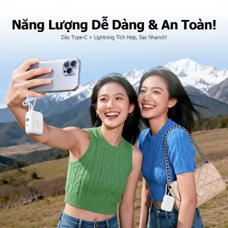Handin Sạc Dự Phòng Mini Cube Pro 20000mAh SạcDự Sạc Nhanh 35W / 22.5W Có Sẵn 2 Dây LED Hiển Thị Pin BH 24 Tháng CCC
