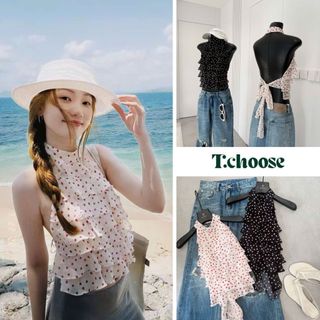 Áo cổ yếm chấm bi 10110 TCHOOSE