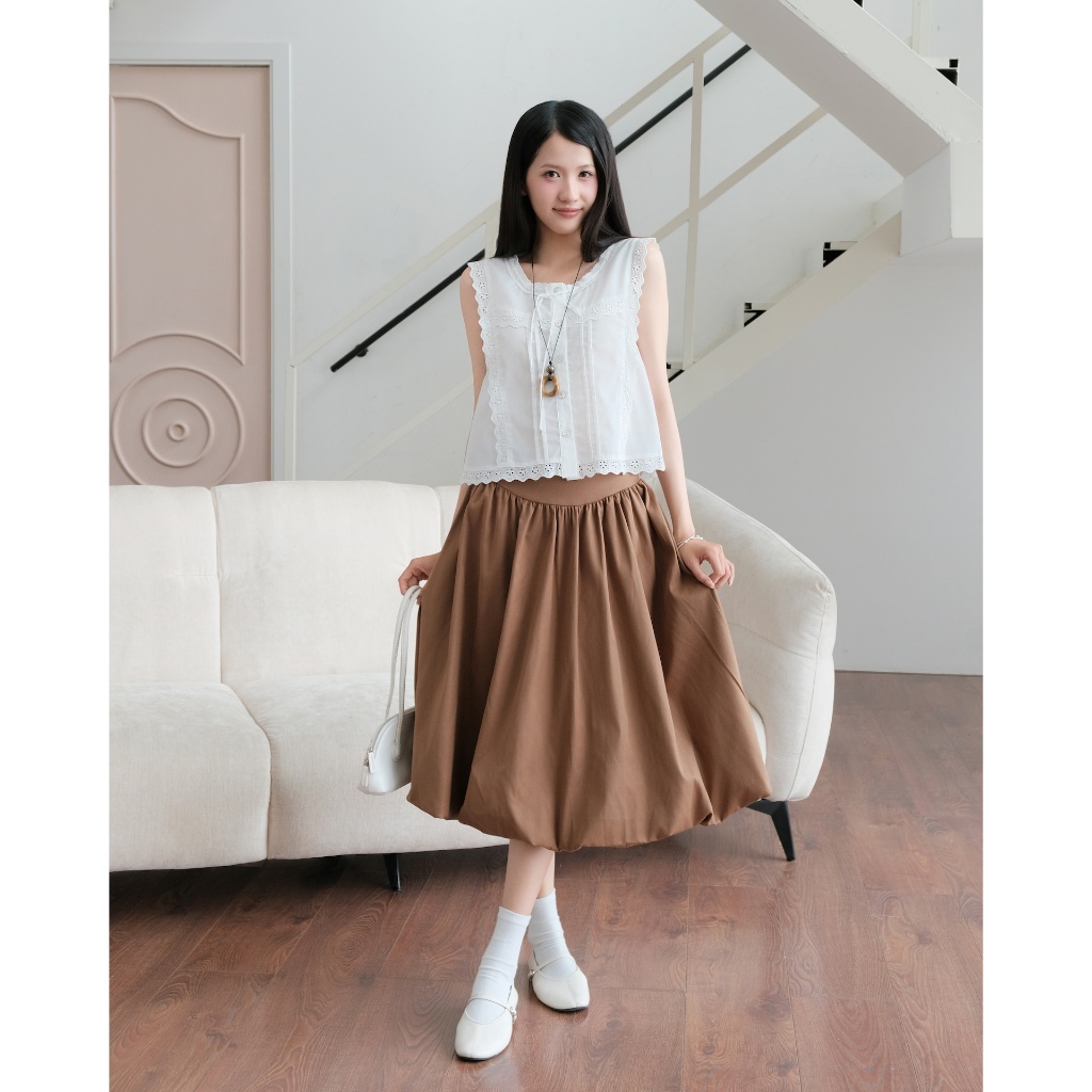 SECODEE Áo Sát Nách Họa Tiết Ren Thêu Hoa Phối Nơ GRUELL TOP Áo Nữ Phong Cách Vintage FSBA2604080