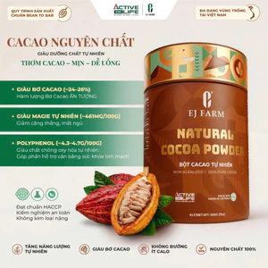 Bột Cacao Nguyên Chất Tự Nhiên Không Kiềm Hóa Bơ, 24-26% Giàu Magie Chất Chống Oxy Hóa, Natural Cacao