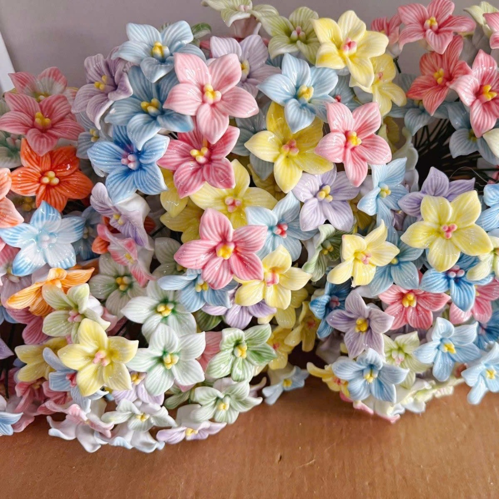 Hoa Cẩm Tú Cầu Gốm Sứ Cắm Bình Trang Trí Để Bàn, Decor Phòng Khách, Bàn Làm Việc, Quà Tặng