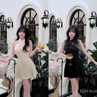 [ẢNH THẬT] VÁY LỤA CỔ YẾM DÁNG NGẮN VLCYDN