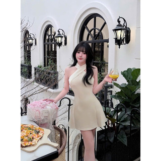[ẢNH THẬT] VÁY LỤA CỔ YẾM DÁNG NGẮN VLCYDN